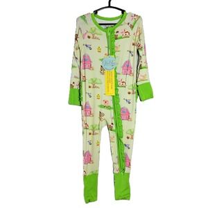 Kai Blue Bamboo Pajamas Zippy 12-18 Months Farm Animals Print Zippy Romper NWT